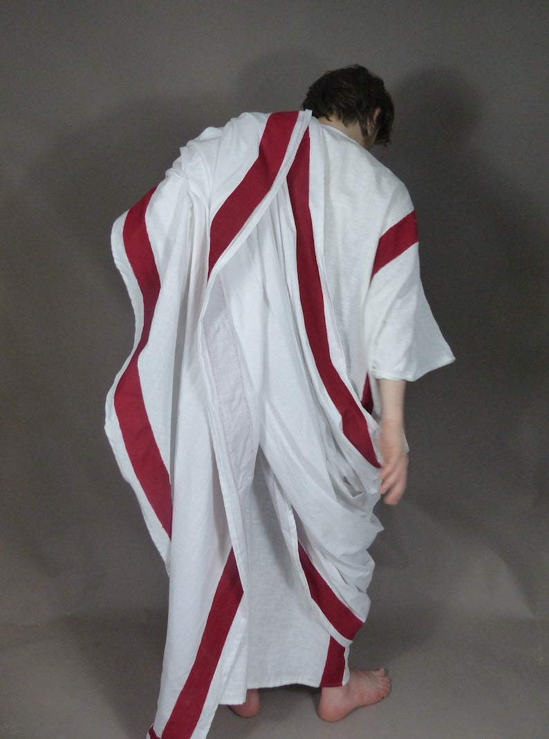 Men&#39;s Ancient Roman Senate White Linen Costume Toga for Re-enactment and Dress