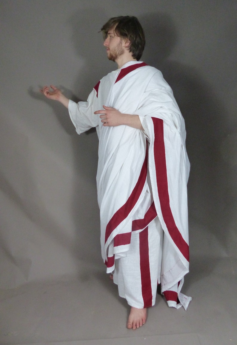 Men&#39;s Ancient Roman Senate White Linen Costume Toga for Re-enactment and Dress