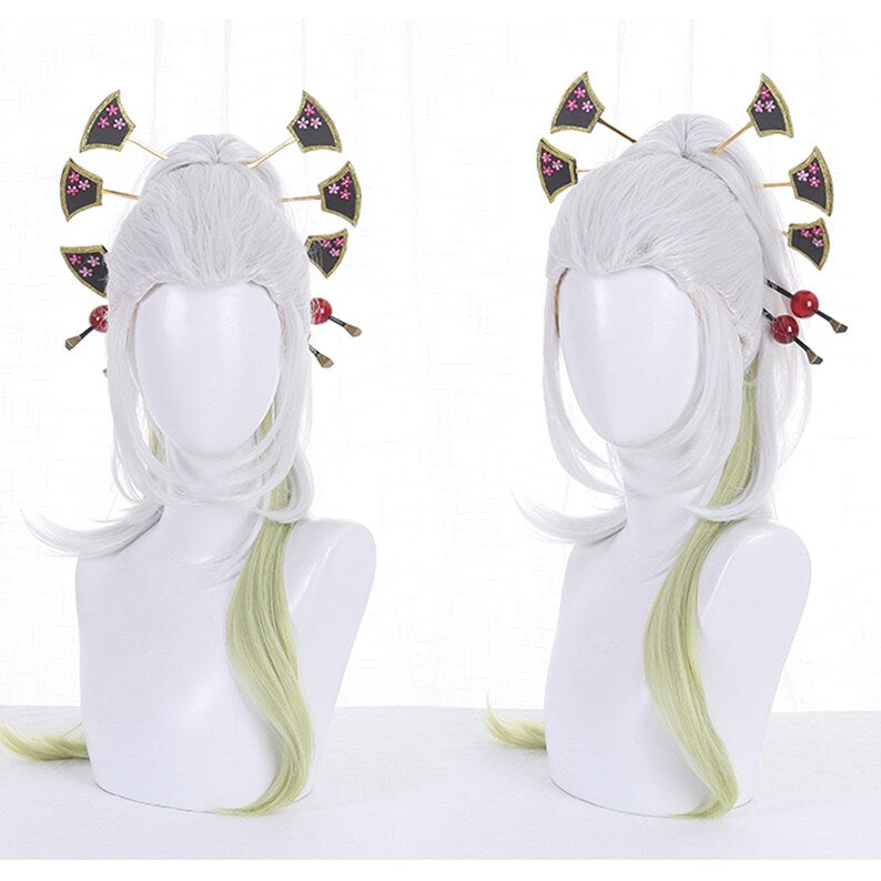 Da Ki Cosplay Wig, Green White Cosplay Hair, Halloween Cospay
