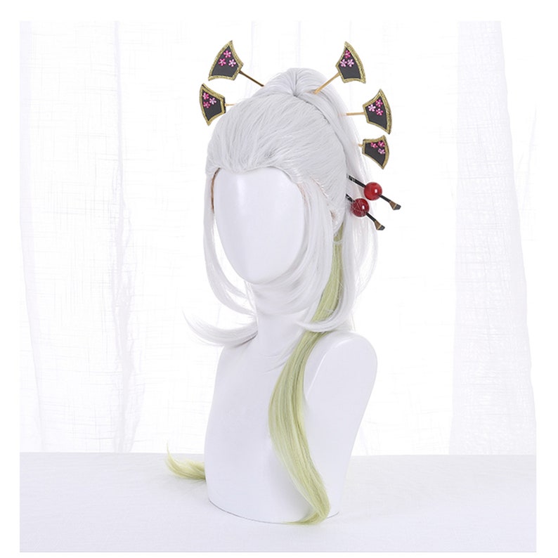 Da Ki Cosplay Wig, Green White Cosplay Hair, Halloween Cospay