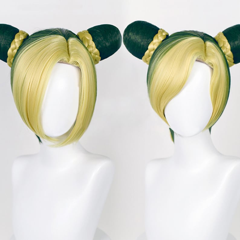 Kujo Jolyne&#39;s Cosplay Wig, Gold and Green Cosplay Wig, Cosplay