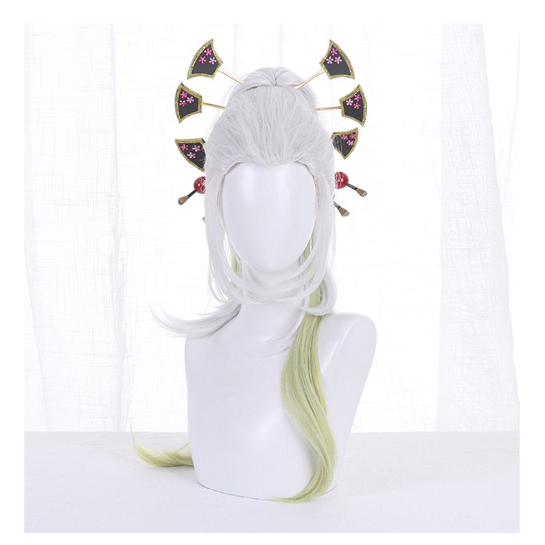Da Ki Cosplay Wig, Green White Cosplay Hair, Halloween Cospay