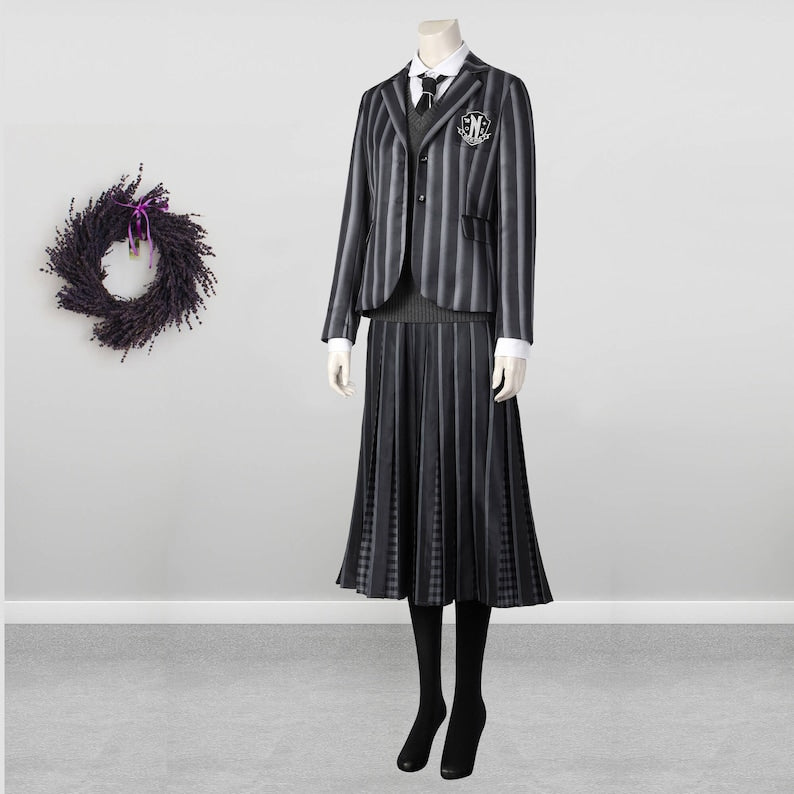 The Addams Family Wednesday Addams Costume Cosplay Nevermore School Uniform Suit Women&#39;s Outfit