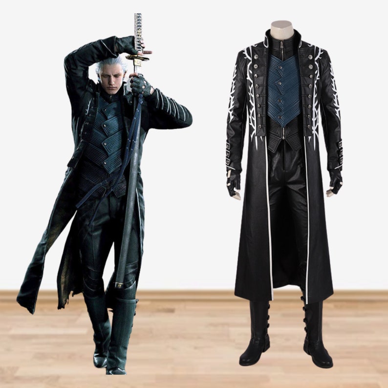 Vergil Cosplay Costume Men Outfit Devil May Cry 5 Game Halloween Costume