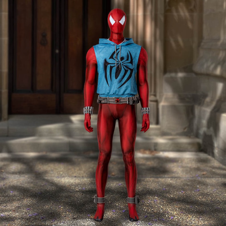 Scarlet Spider Ben Reily Costume Cosplay Jumpsuit Spider-Man Across the Spider-Verse Scarlet Spider Halloween Party Suit