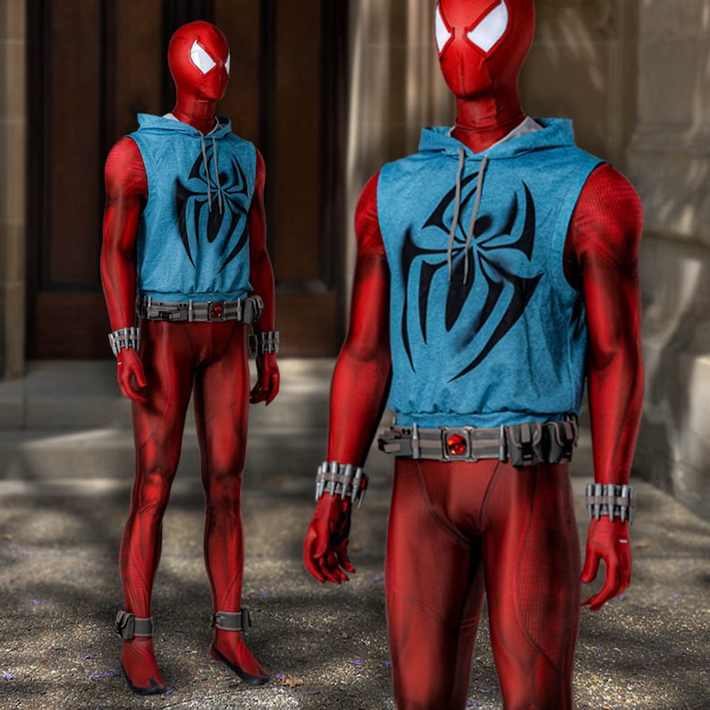 Scarlet Spider Ben Reily Costume Cosplay Jumpsuit Spider-Man Across the Spider-Verse Scarlet Spider Halloween Party Suit