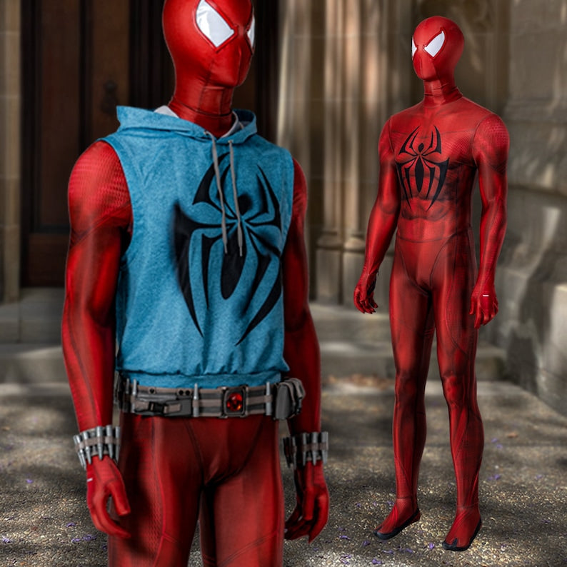 Scarlet Spider Ben Reily Costume Cosplay Jumpsuit Spider-Man Across the Spider-Verse Scarlet Spider Halloween Party Suit