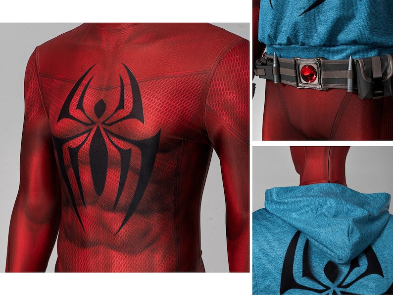 Scarlet Spider Ben Reily Costume Cosplay Jumpsuit Spider-Man Across the Spider-Verse Scarlet Spider Halloween Party Suit