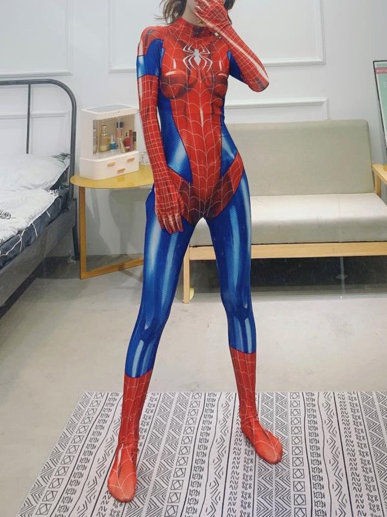 Spiderman Cosplay Costumes for Women Sexy Spandex Bodysuit Superhero Zentai Costume Halloween Party Jumpsuit