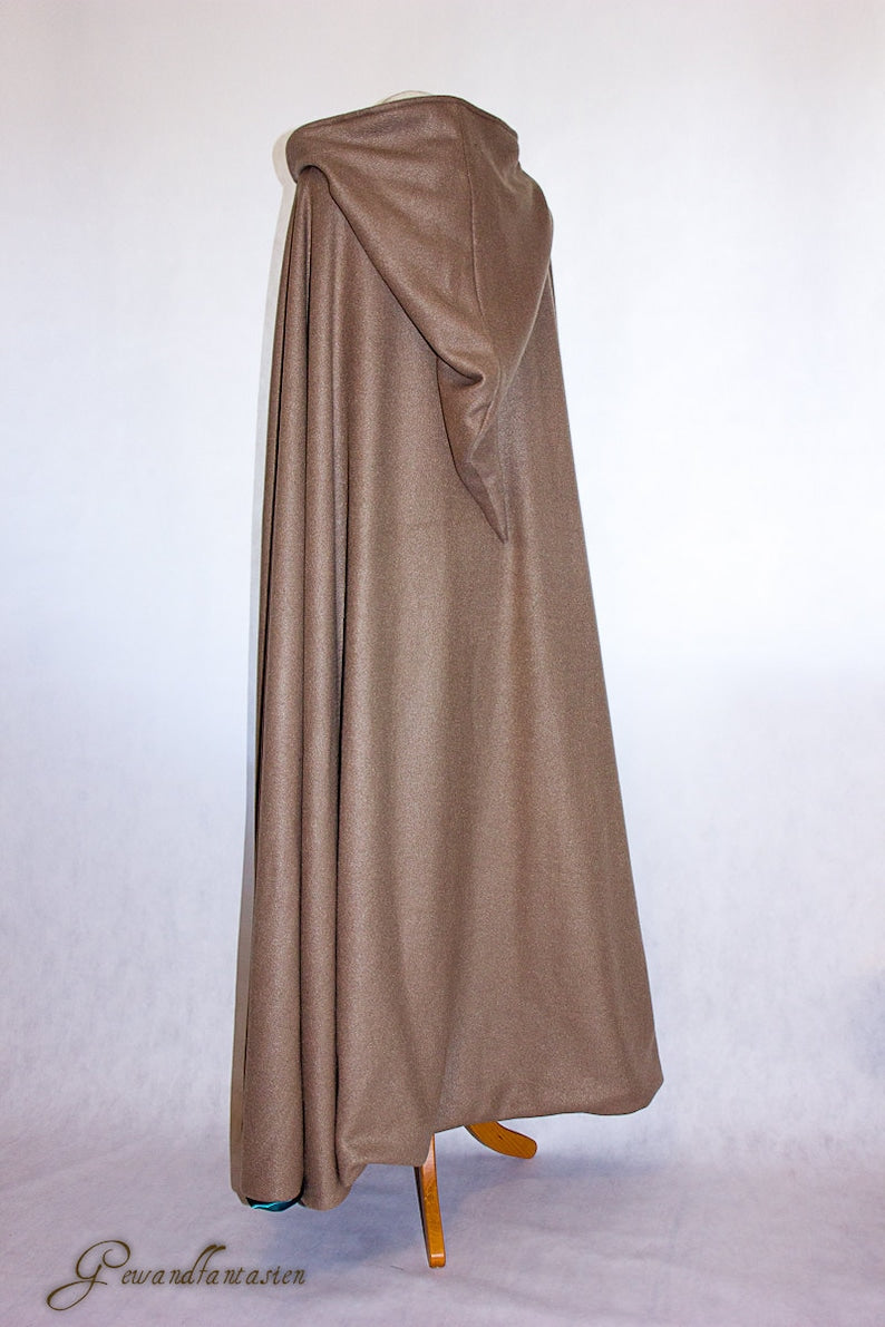 Medieval Cape with Hood, Hooded Medieval Cape, Renaissance Cape, Bridal Cape, Bridal Cloak, Halloween, Viking Cape, Celtic Cape, Onesize