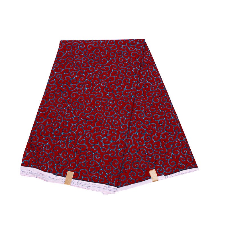 Dark Red Blue Pattern Wax Cotton Africa Print Dashiki Style Fabric