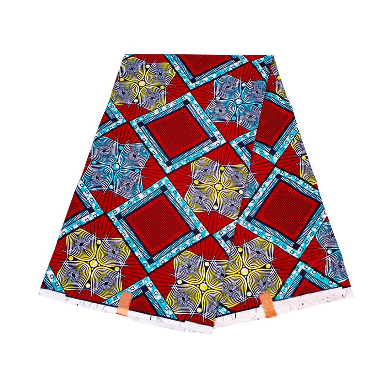 Red Lake Blue Yellow Wax Cotton Africa Print Dashiki Style Fabric