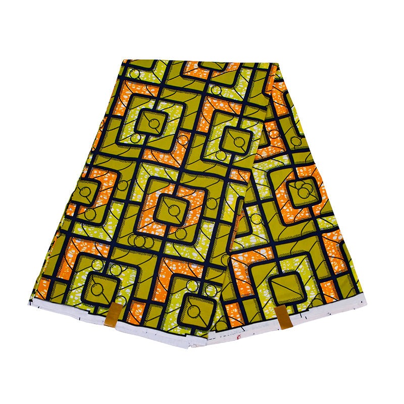 Plaid Orange Wax Cotton Africa Print Dashiki Style Fabric