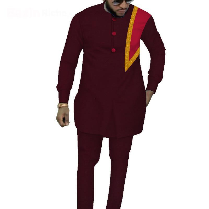 Ethnic Men&#39;s Suit Solid Color Men&#39;s Top Pants Suit