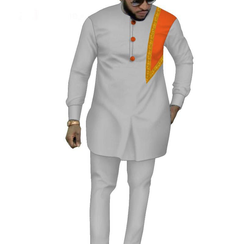 Ethnic Men&#39;s Suit Solid Color Men&#39;s Top Pants Suit