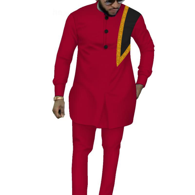 Ethnic Men&#39;s Suit Solid Color Men&#39;s Top Pants Suit