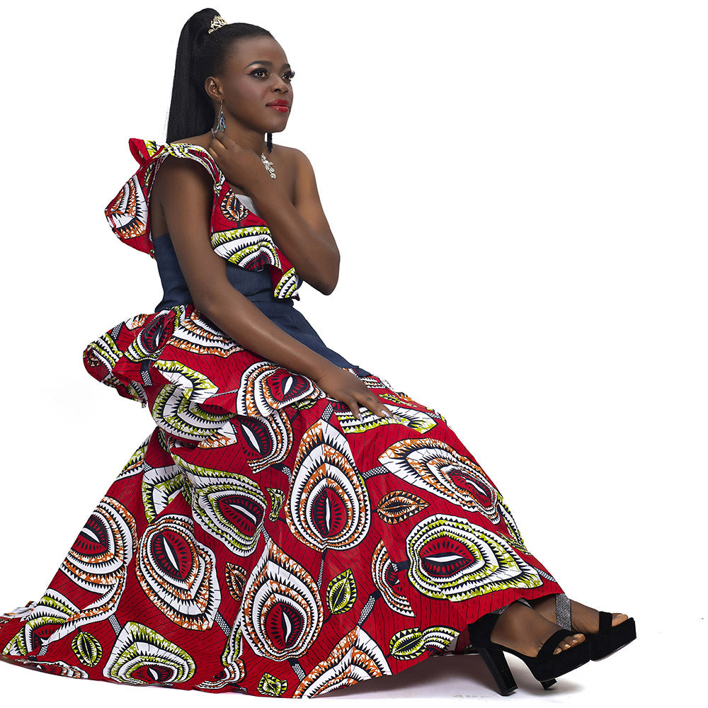 Ethnic Women&#39;s Dress Cotton Ankara Long Dress African Ethnic Party Dress