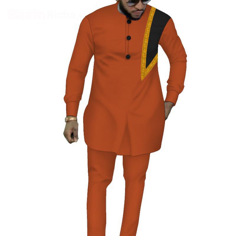 Ethnic Men&#39;s Suit Solid Color Men&#39;s Top Pants Suit