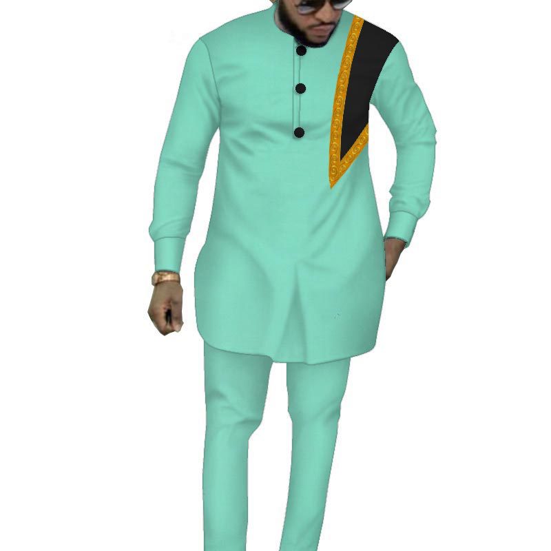 Ethnic Men&#39;s Suit Solid Color Men&#39;s Top Pants Suit