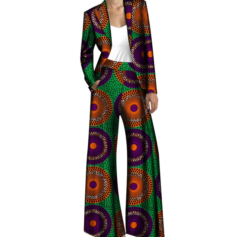 Ethnic Cerecloth Women&#39;s Tailored Suit Cotton Ankara Batik Ethnic Costume