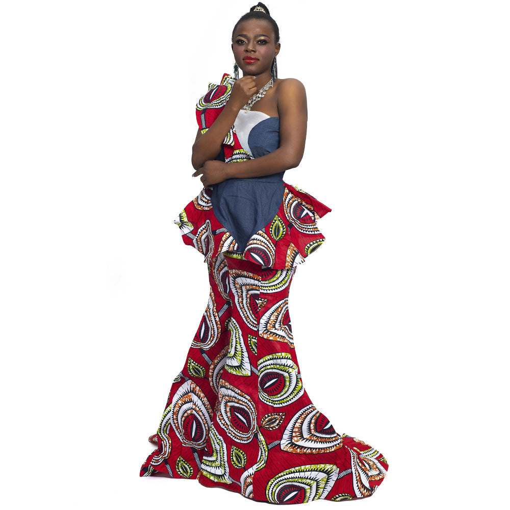 Ethnic Women&#39;s Dress Cotton Ankara Long Dress African Ethnic Party Dress