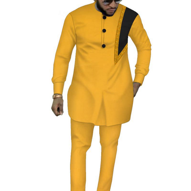 Ethnic Men&#39;s Suit Solid Color Men&#39;s Top Pants Suit