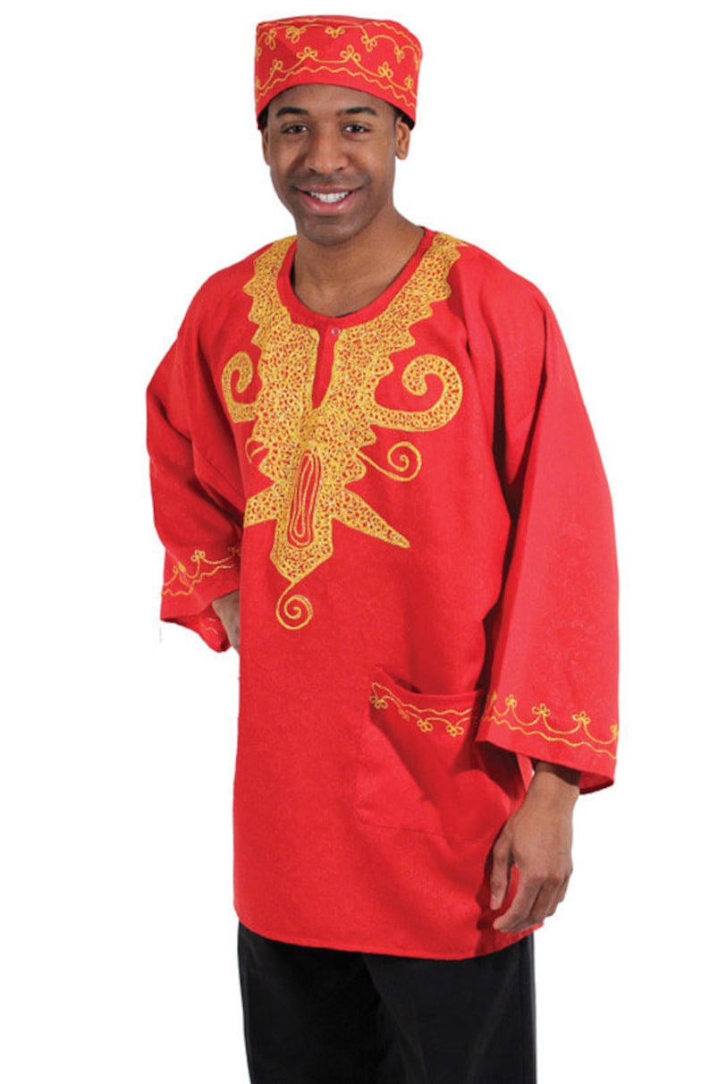 African Dashiki With Kufi Hat One Size African Shirt