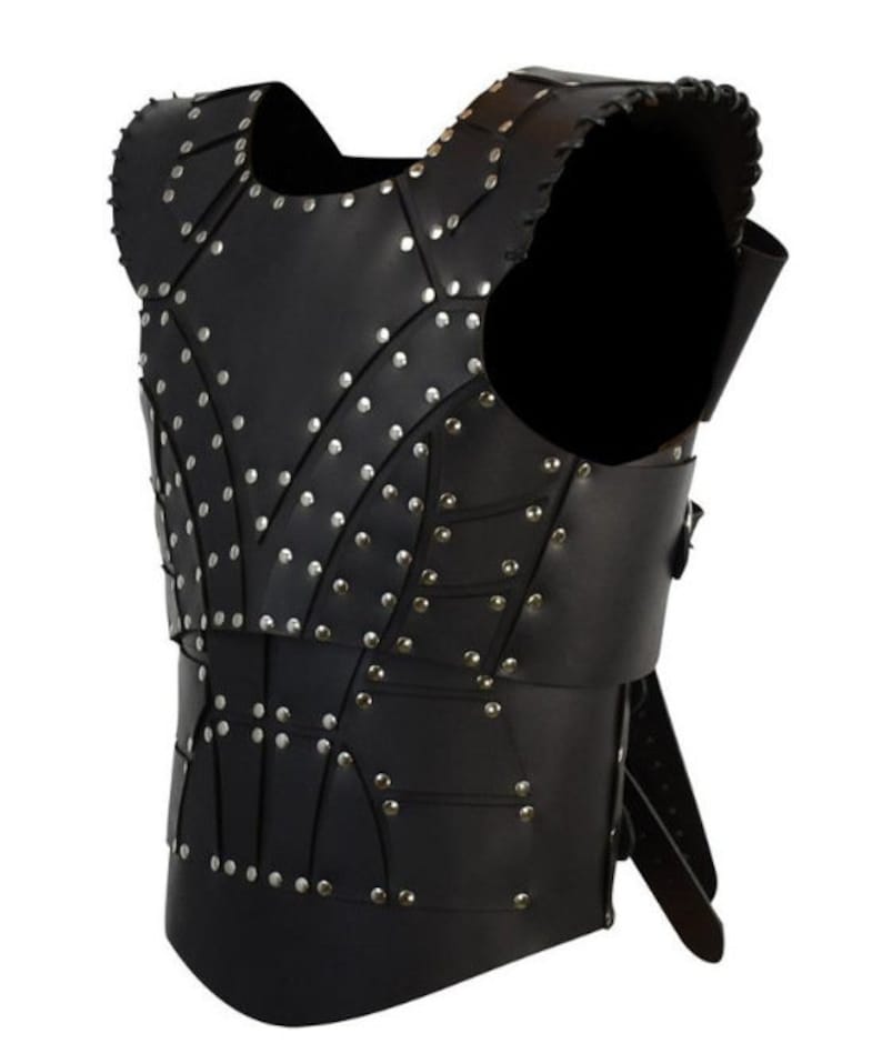 Handmade Medieval Men&#39;s Retro Black Battle Armor Men&#39;s Muscle Leather Armor Warrior Outdoor Armor Back Retro Gear