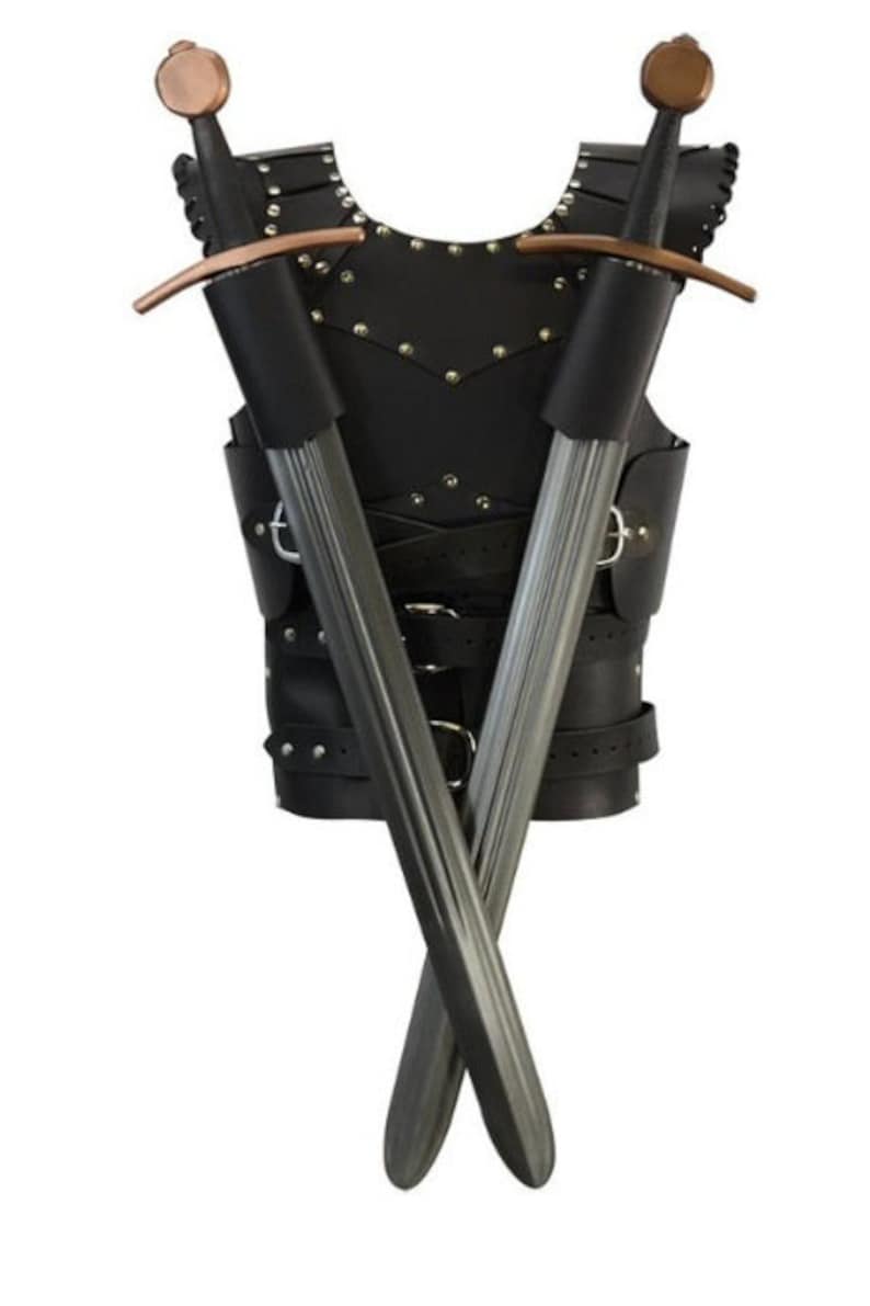 Handmade Medieval Men&#39;s Retro Black Battle Armor Men&#39;s Muscle Leather Armor Warrior Outdoor Armor Back Retro Gear