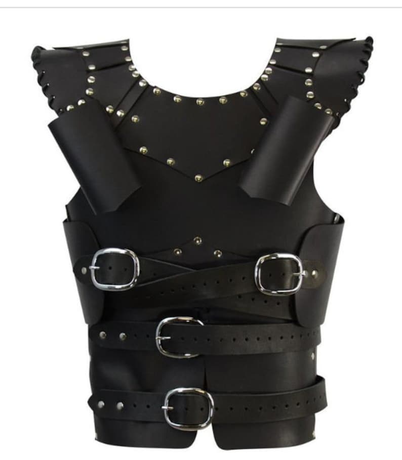 Handmade Medieval Men&#39;s Retro Black Battle Armor Men&#39;s Muscle Leather Armor Warrior Outdoor Armor Back Retro Gear