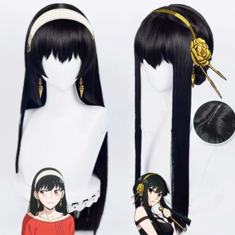 Women Cosplay Wig, Long Black Wig, Anime Cos Wig